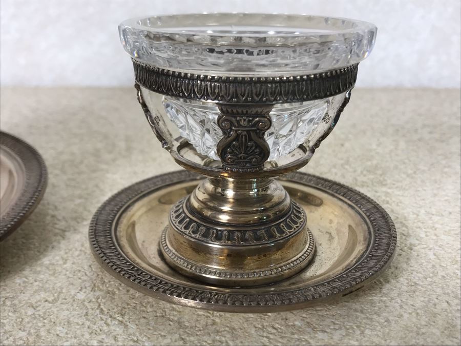 Vintage Italian Neoclassical 800 Silver Hallmarked 20 AL ALESSANDRIA Italy - RICCI & C. S.p.A. Center Bowl With Lid And Pair Of Cups Total Silver Weight 596g [Photo 6]
