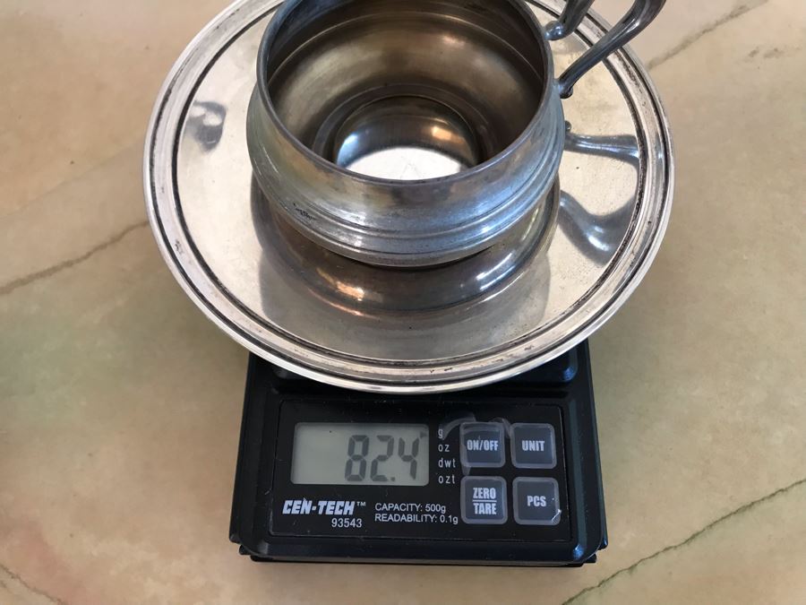 Vintage Italian 800 Demitasse Silver Cups Holders Hallmarked 33 VC - VERCELLI By PASSERA F. LLI di PASSERA Rag. GIULIO & Geom. UMBERTO 4.5W With Six Limoges France Porcelain Demitasse Cups 990g TW [Photo 17]