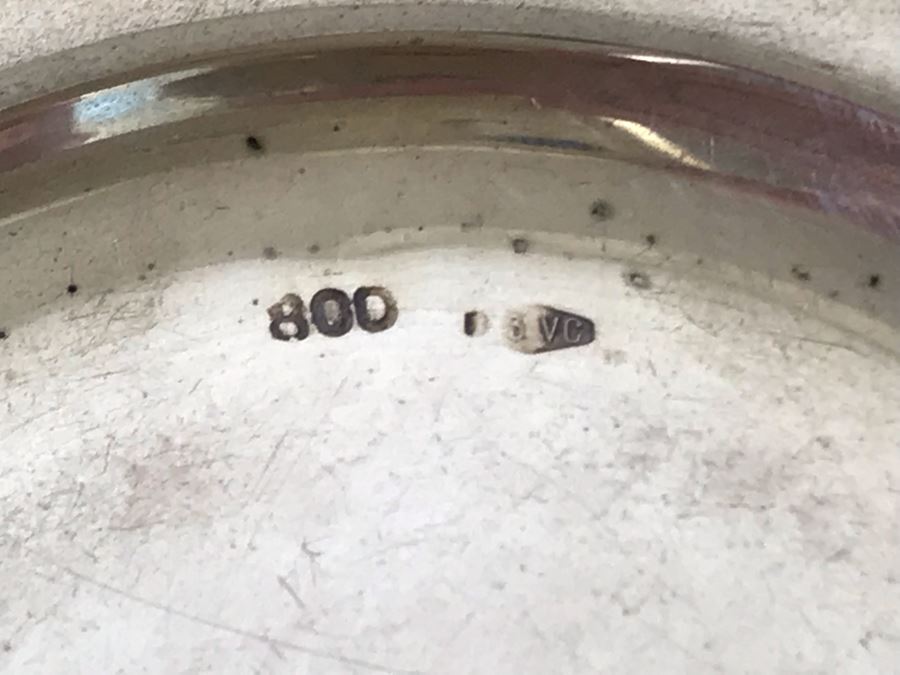 Vintage Italian 800 Demitasse Silver Cups Holders Hallmarked 33 VC - VERCELLI By PASSERA F. LLI di PASSERA Rag. GIULIO & Geom. UMBERTO 4.5W With Six Limoges France Porcelain Demitasse Cups 990g TW [Photo 14]