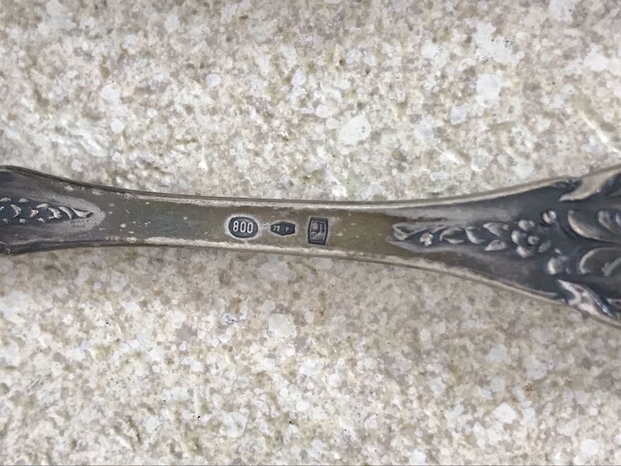 Vintage Italian 800 Silver Twelve Forks And Serving Spoon By A.P.I.S. Hallmarked 72 PA - PALERMO Italy 678g TW [Photo 15]