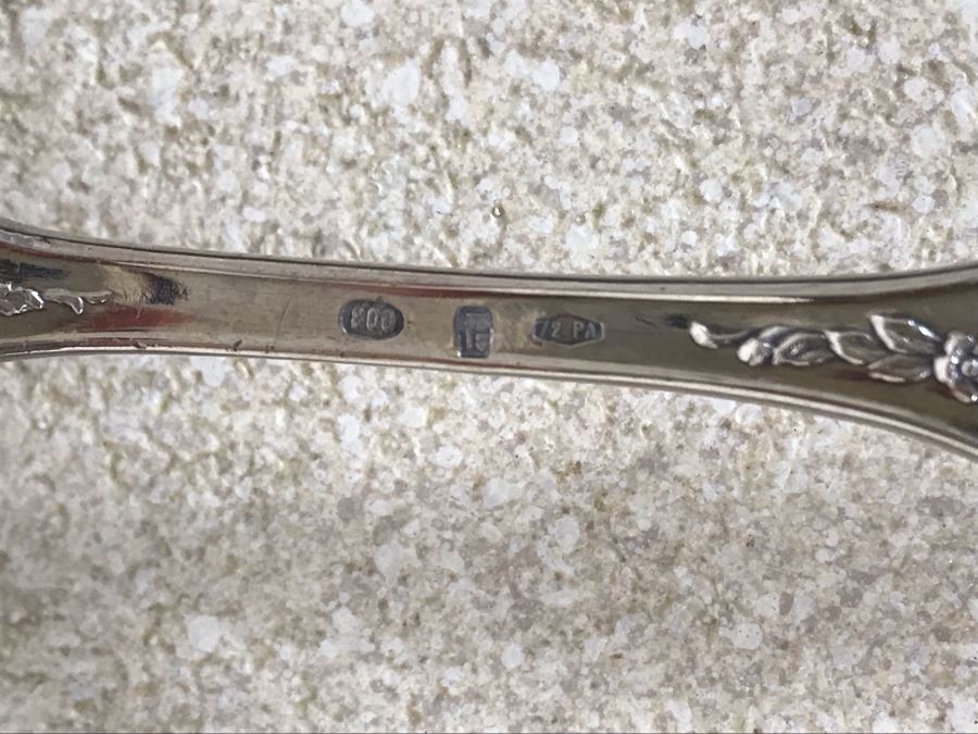 Vintage Italian 800 Silver Twelve Forks And Serving Spoon By A.P.I.S. Hallmarked 72 PA - PALERMO Italy 678g TW [Photo 14]