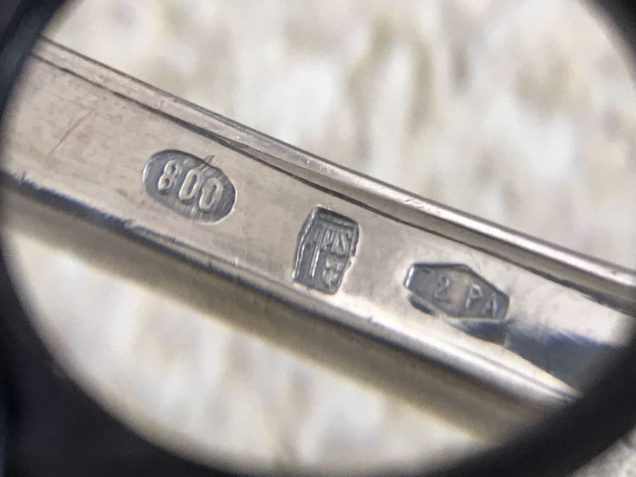 Vintage Italian 800 Silver Twelve Forks And Serving Spoon By A.P.I.S. Hallmarked 72 PA - PALERMO Italy 678g TW [Photo 17]