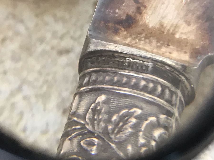 Vintage Sterling Silver Repousse And Mother Of Pearl Handle Knives - Four By Landers Frary & Clark Aetna Works And Four By American Cutlery Company 247g TW [Photo 10]