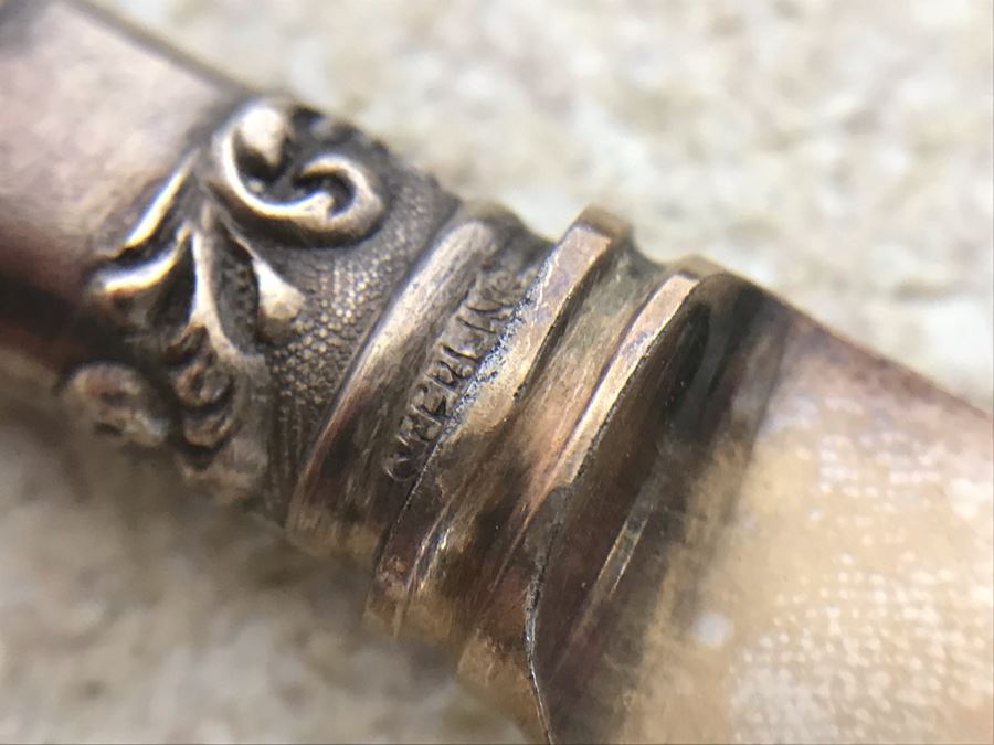 Vintage Sterling Silver Repousse And Mother Of Pearl Handle Knives - Four By Landers Frary & Clark Aetna Works And Four By American Cutlery Company 247g TW [Photo 13]