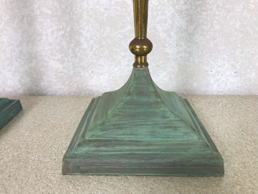 Pair Of Brass Candlesticks 15H [Photo 4]