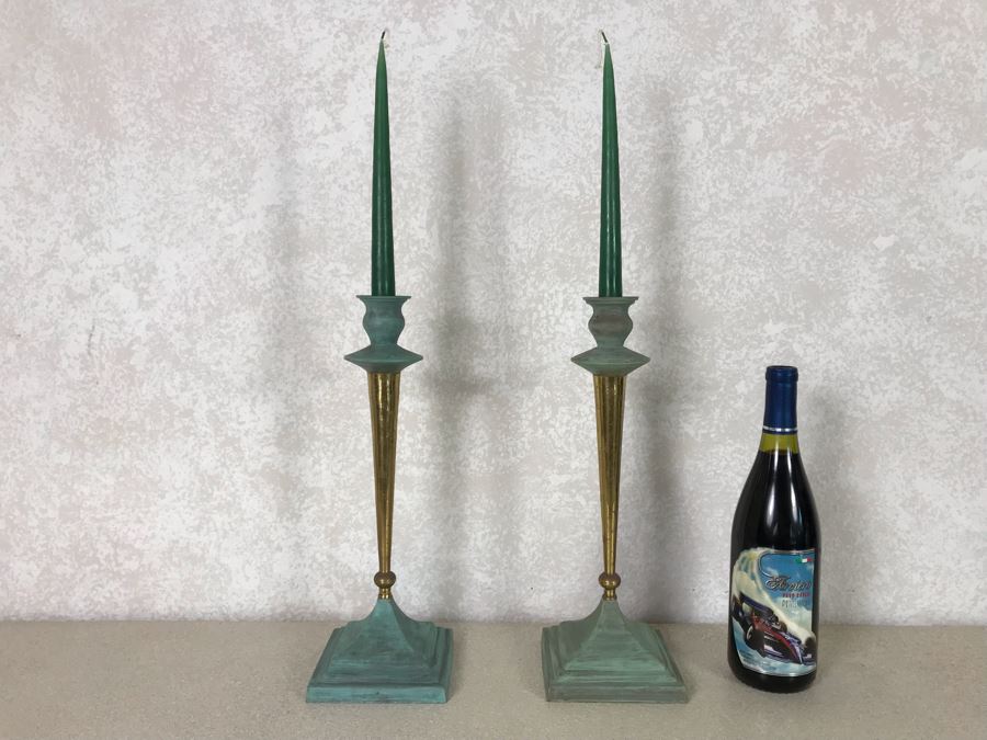 Pair Of Brass Candlesticks 15H [Photo 1]