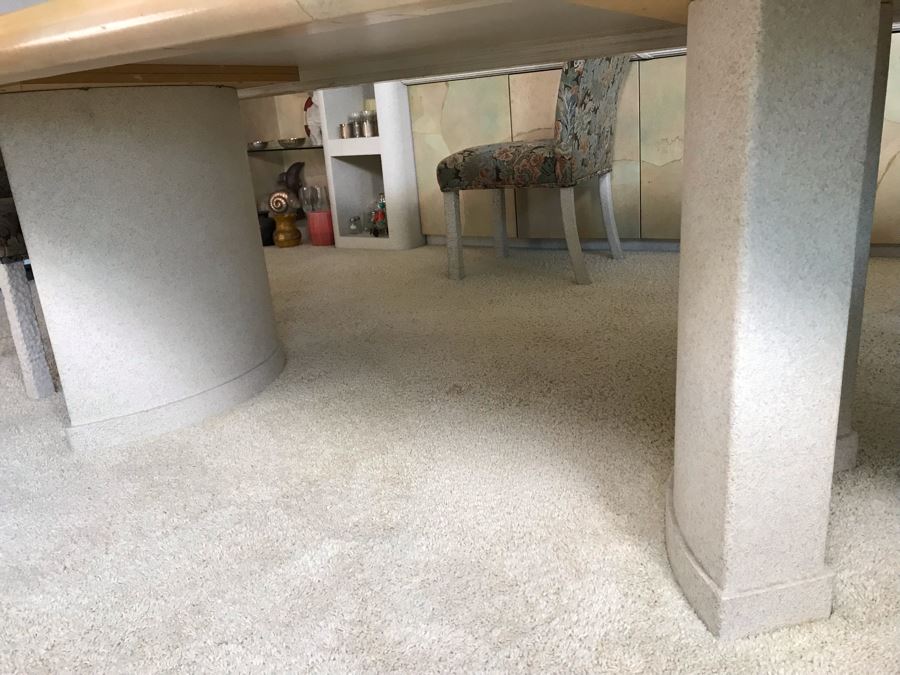 Custom Dining Table With Decoupage Top And Eight Upholstered Dining Chairs 108L X 43W X 29.5H [Photo 21]