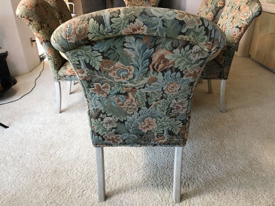 Custom Dining Table With Decoupage Top And Eight Upholstered Dining Chairs 108L X 43W X 29.5H [Photo 17]