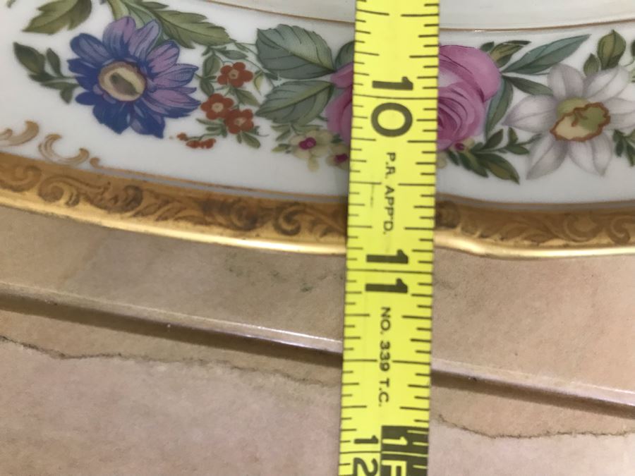 Pirkenhammer Czechoslovakia Fine Bohemian China Avignon Pattern Gold Rim Elegantly Decorated Includes Three Serving Platters, Soup Tureen, Gravy Boat, Dishes, Bowls Apx 55 Pieces From Getty Estate In Italy [Photo 22]