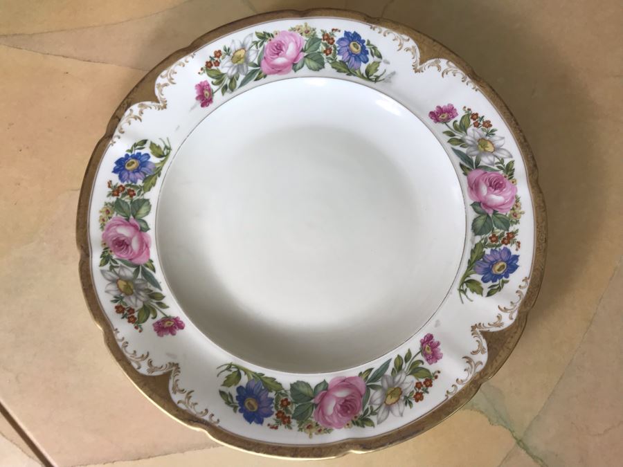 Pirkenhammer Czechoslovakia Fine Bohemian China Avignon Pattern Gold Rim Elegantly Decorated Includes Three Serving Platters, Soup Tureen, Gravy Boat, Dishes, Bowls Apx 55 Pieces From Getty Estate In Italy [Photo 8]