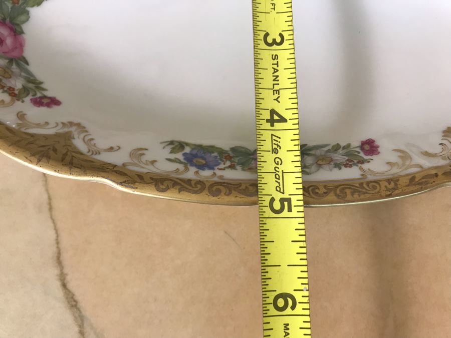 Pirkenhammer Czechoslovakia Fine Bohemian China Avignon Pattern Gold Rim Elegantly Decorated Includes Three Serving Platters, Soup Tureen, Gravy Boat, Dishes, Bowls Apx 55 Pieces From Getty Estate In Italy [Photo 50]