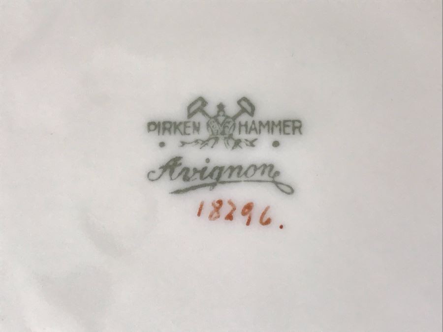 Pirkenhammer Czechoslovakia Fine Bohemian China Avignon Pattern Gold Rim Elegantly Decorated Includes Three Serving Platters, Soup Tureen, Gravy Boat, Dishes, Bowls Apx 55 Pieces From Getty Estate In Italy [Photo 12]