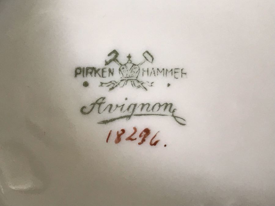 Pirkenhammer Czechoslovakia Fine Bohemian China Avignon Pattern Gold Rim Elegantly Decorated Includes Three Serving Platters, Soup Tureen, Gravy Boat, Dishes, Bowls Apx 55 Pieces From Getty Estate In Italy [Photo 32]