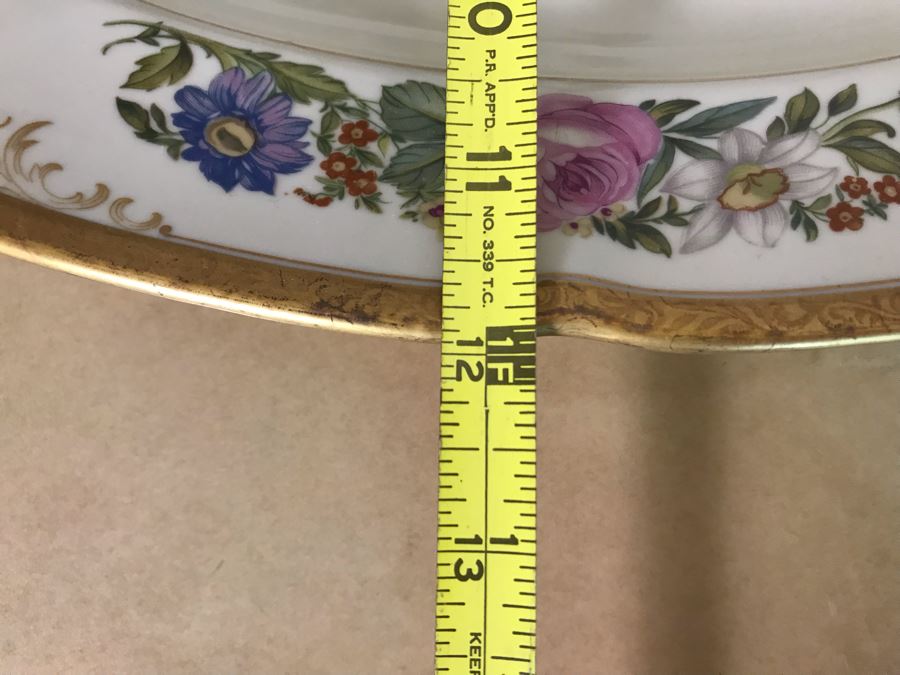 Pirkenhammer Czechoslovakia Fine Bohemian China Avignon Pattern Gold Rim Elegantly Decorated Includes Three Serving Platters, Soup Tureen, Gravy Boat, Dishes, Bowls Apx 55 Pieces From Getty Estate In Italy [Photo 45]