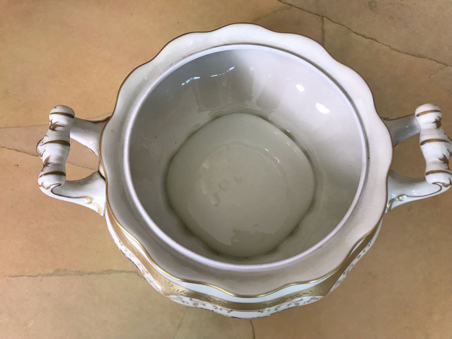 Pirkenhammer Czechoslovakia Fine Bohemian China Avignon Pattern Gold Rim Elegantly Decorated Includes Three Serving Platters, Soup Tureen, Gravy Boat, Dishes, Bowls Apx 55 Pieces From Getty Estate In Italy [Photo 38]