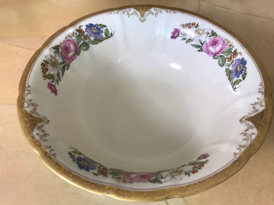 Pirkenhammer Czechoslovakia Fine Bohemian China Avignon Pattern Gold Rim Elegantly Decorated Includes Three Serving Platters, Soup Tureen, Gravy Boat, Dishes, Bowls Apx 55 Pieces From Getty Estate In Italy [Photo 13]