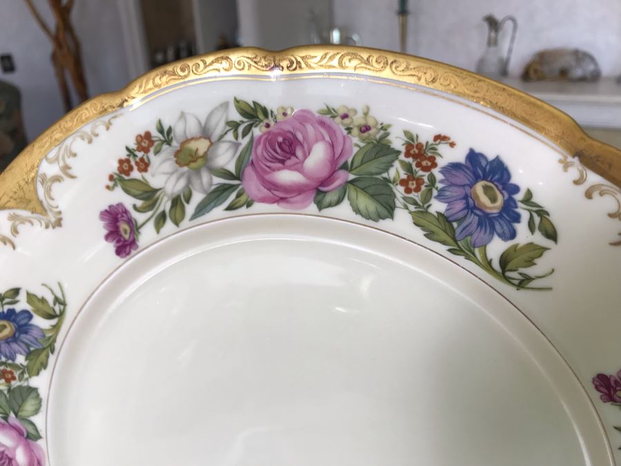 Pirkenhammer Czechoslovakia Fine Bohemian China Avignon Pattern Gold Rim Elegantly Decorated Includes Three Serving Platters, Soup Tureen, Gravy Boat, Dishes, Bowls Apx 55 Pieces From Getty Estate In Italy [Photo 62]