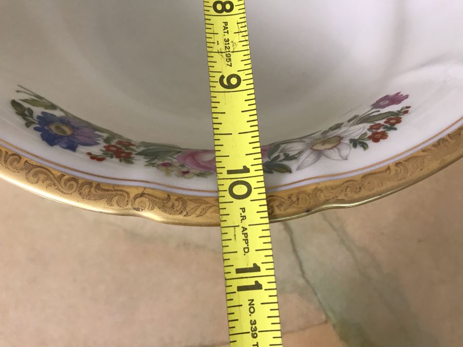 Pirkenhammer Czechoslovakia Fine Bohemian China Avignon Pattern Gold Rim Elegantly Decorated Includes Three Serving Platters, Soup Tureen, Gravy Boat, Dishes, Bowls Apx 55 Pieces From Getty Estate In Italy [Photo 15]