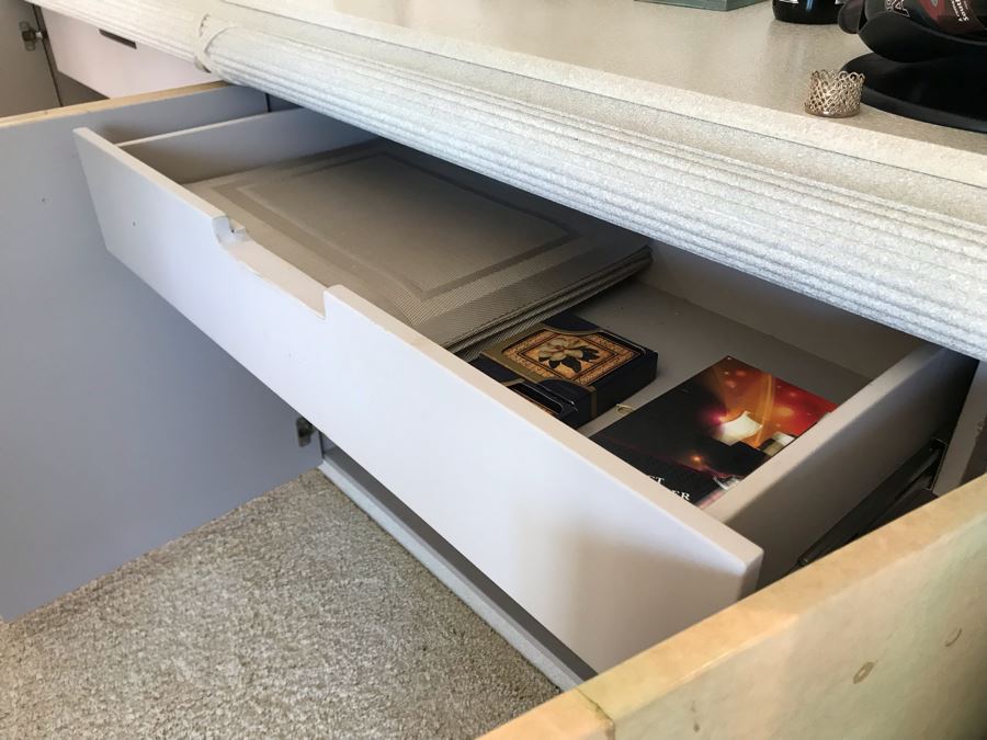 Large Custom 3-Piece China Cabinet Buffet Server With Two Taller End Unit Shelves With Overhead Lighting 54W X 24D X 96H And Center Server 84W X 21D [Photo 18]