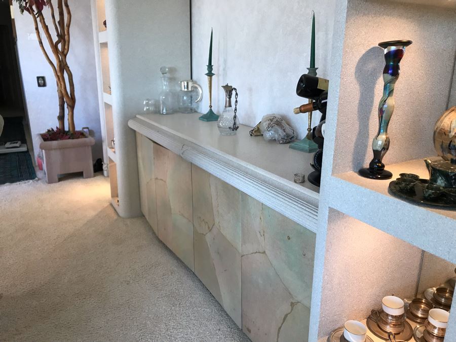 Large Custom 3-Piece China Cabinet Buffet Server With Two Taller End Unit Shelves With Overhead Lighting 54W X 24D X 96H And Center Server 84W X 21D [Photo 15]