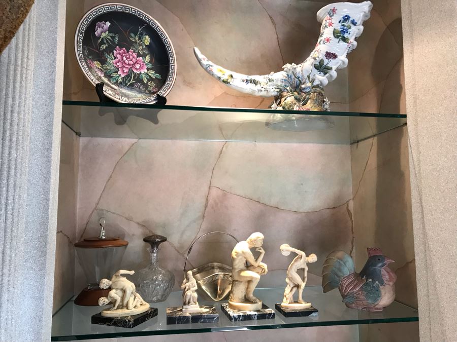 Large Custom 3-Piece China Cabinet Buffet Server With Two Taller End Unit Shelves With Overhead Lighting 54W X 24D X 96H And Center Server 84W X 21D [Photo 19]