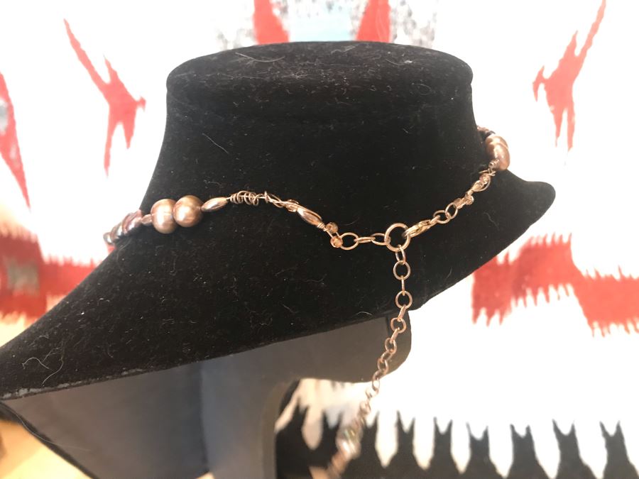 Artisan Hand Made Sterling Silver Tahitian Pearl Necklace And Matching Earrings By Muse IX By Lynda Caris [Photo 8]