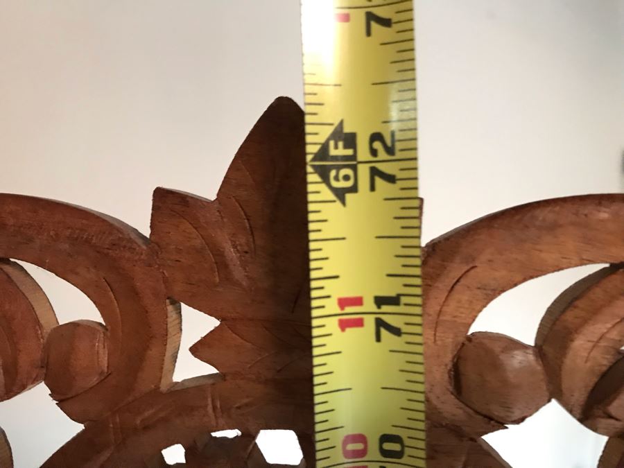 JUST ADDED - Vintage Hand Carved Wooden 4-Panel Hinged Room Divider Screen With Peacocks 6'H X 80'W [Photo 13]