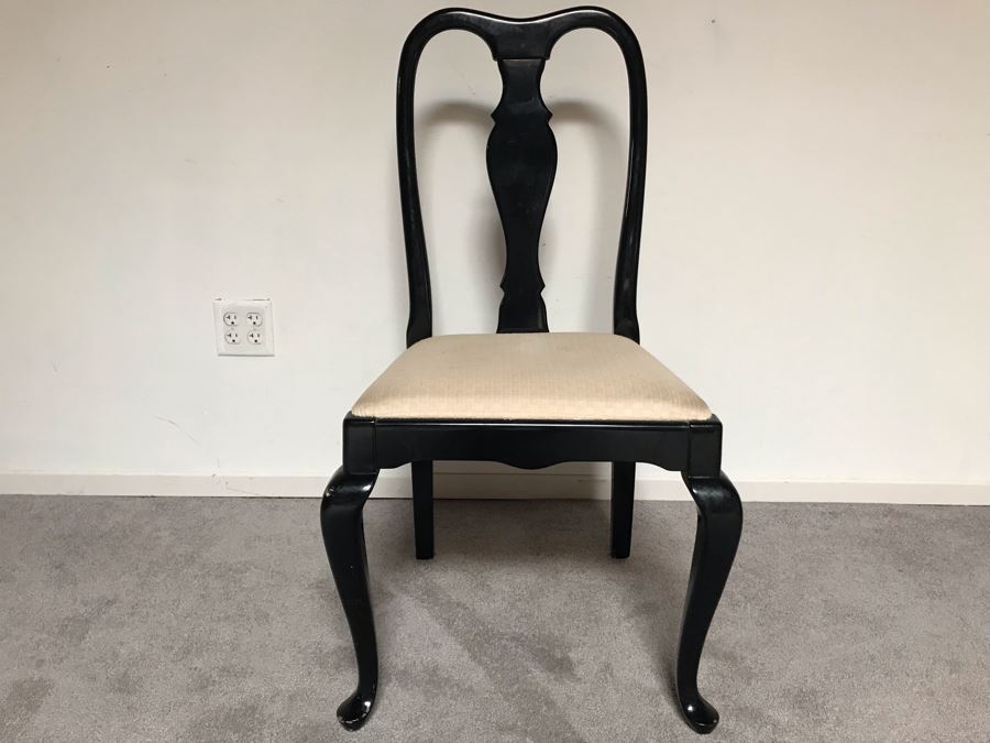 JUST ADDED - Italian Black Lacquer Wooden Side Chair