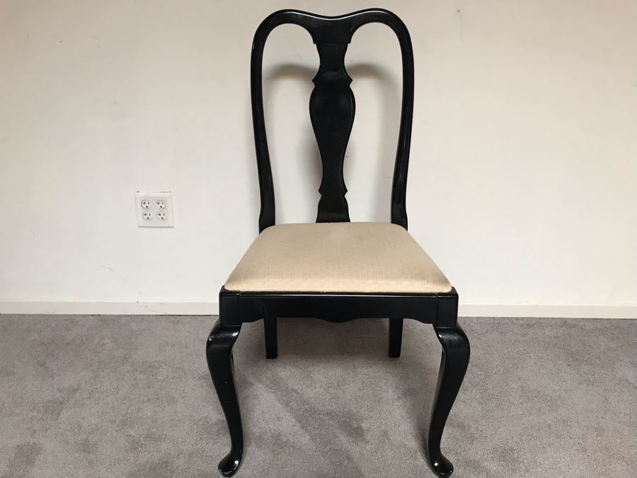 JUST ADDED - Italian Black Lacquer Wooden Side Chair [Photo 2]
