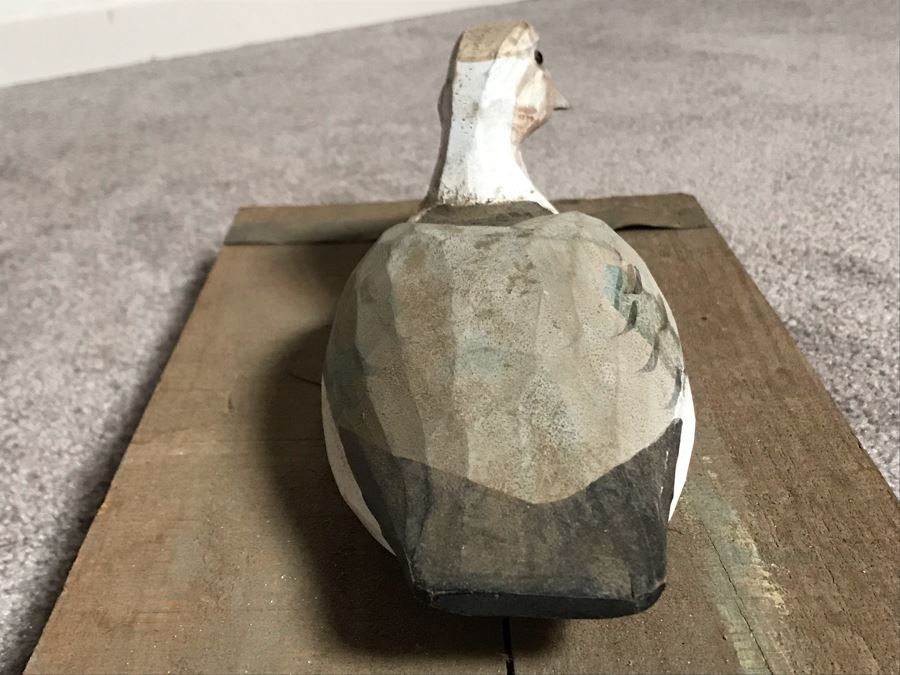 JUST ADDED - Carved Wooden Duck Decoy On Board 16W X 8D X 6H [Photo 8]