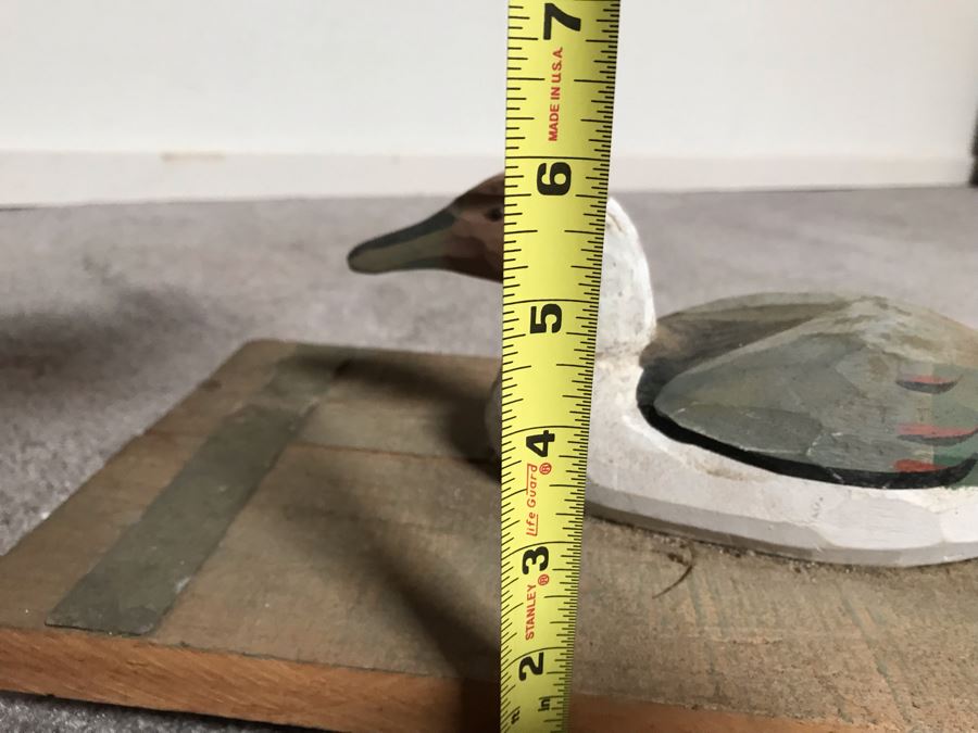 JUST ADDED - Carved Wooden Duck Decoy On Board 16W X 8D X 6H [Photo 12]