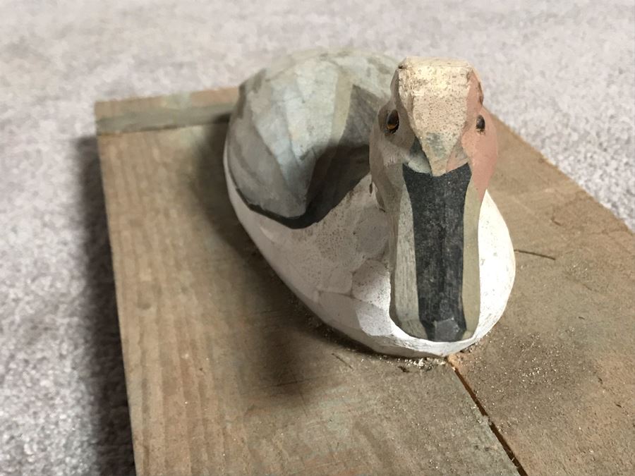 JUST ADDED - Carved Wooden Duck Decoy On Board 16W X 8D X 6H [Photo 6]