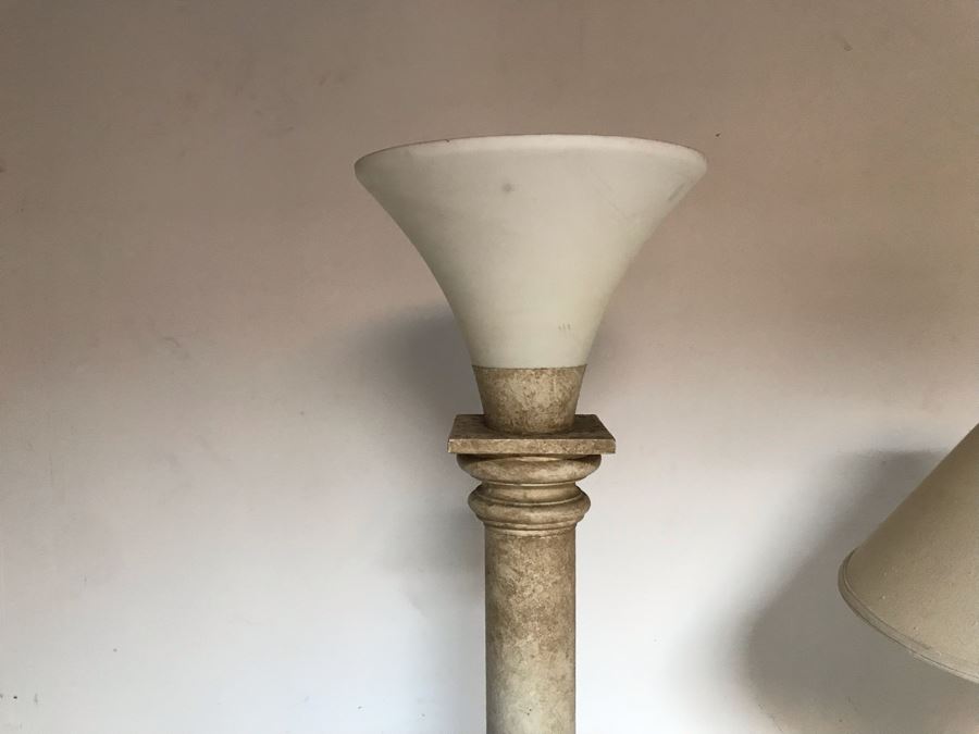 JUST ADDED - Pair Of Column Design Resin Floor Lamps 67H And 63H [Photo 5]
