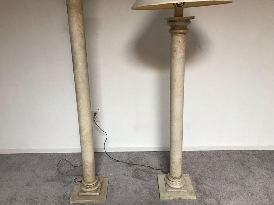 JUST ADDED - Pair Of Column Design Resin Floor Lamps 67H And 63H [Photo 4]