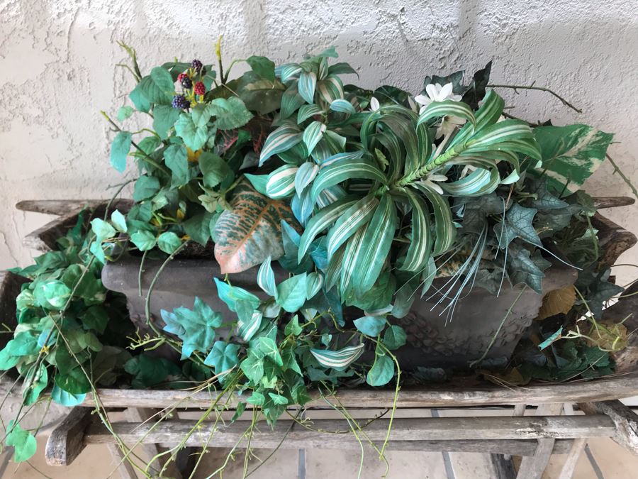 Primitive Dough Bowl Trough With Handles On Stand Plant Planter 55W X 21D X 29H [Photo 5]