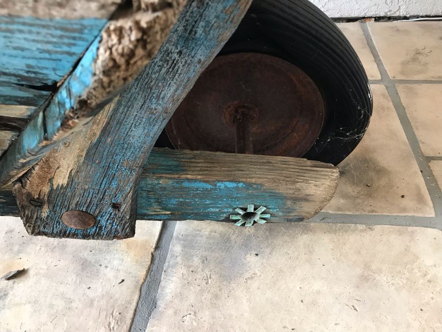 Vintage Painted Shabby Chic Wheelbarrow Planter 54W X 29D X 21H [Photo 6]