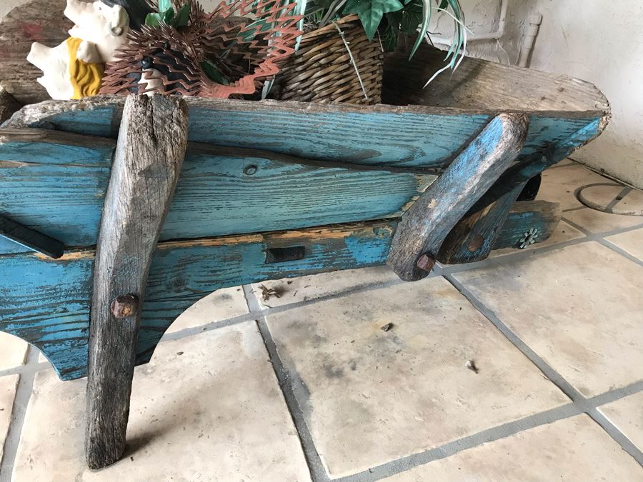 Vintage Painted Shabby Chic Wheelbarrow Planter 54W X 29D X 21H [Photo 5]