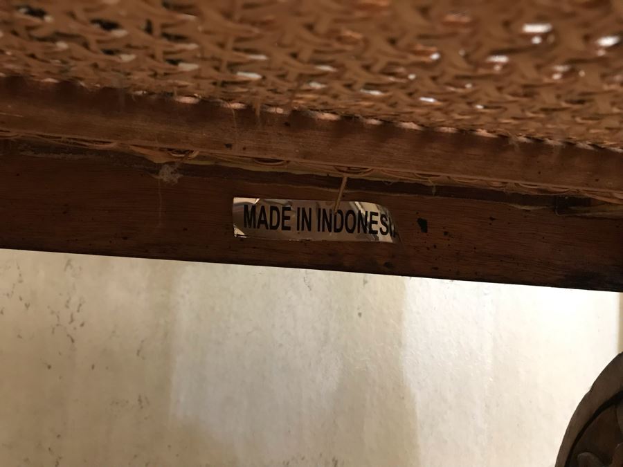 Large Carved Wooden Kings Throne Chair Gothic With Cane Seat And Back Made In Indonesia 36W X 26D X 70H [Photo 23]