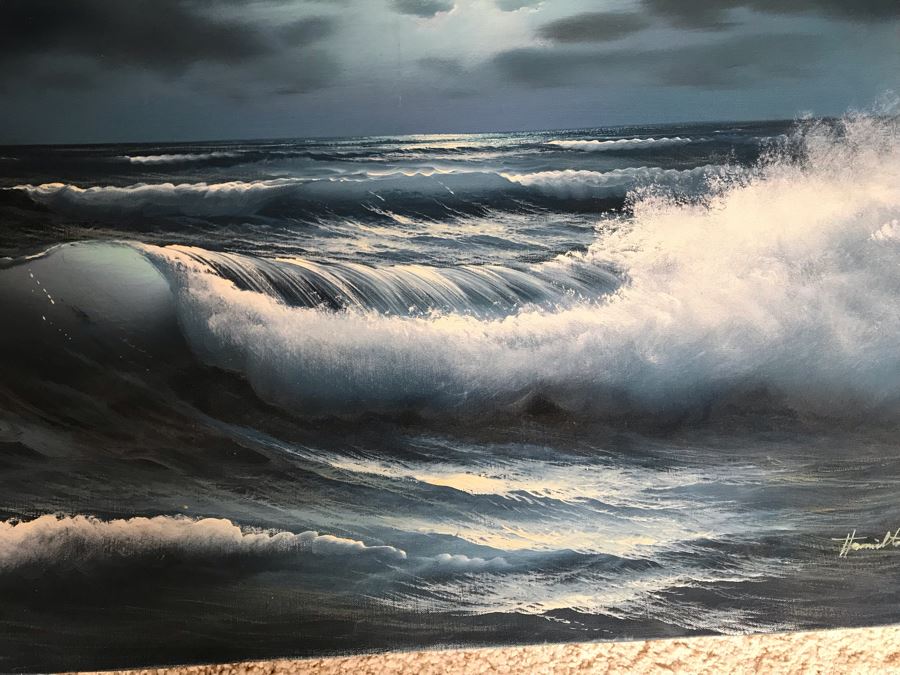 Original Seascape Oil Painting On Canvas By Hamilton 36 X 24 [Photo 4]