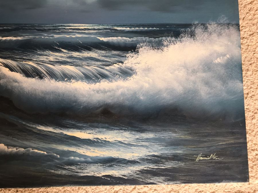 Original Seascape Oil Painting On Canvas By Hamilton 36 X 24 [Photo 5]