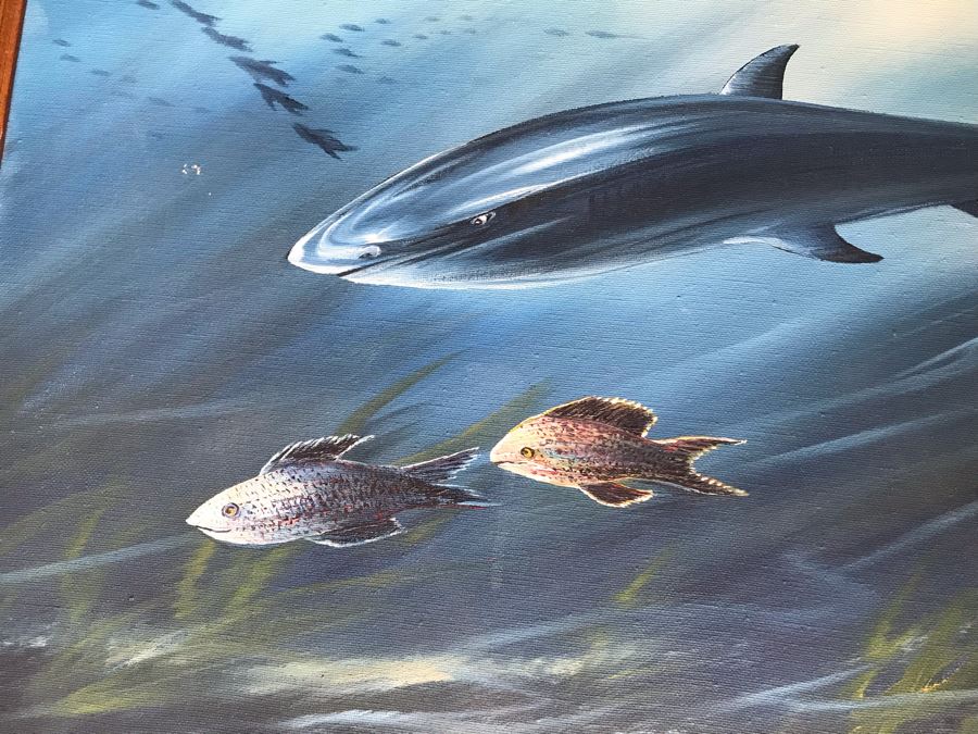 Original Signed Marine Life Painting 24 X 18 [Photo 4]