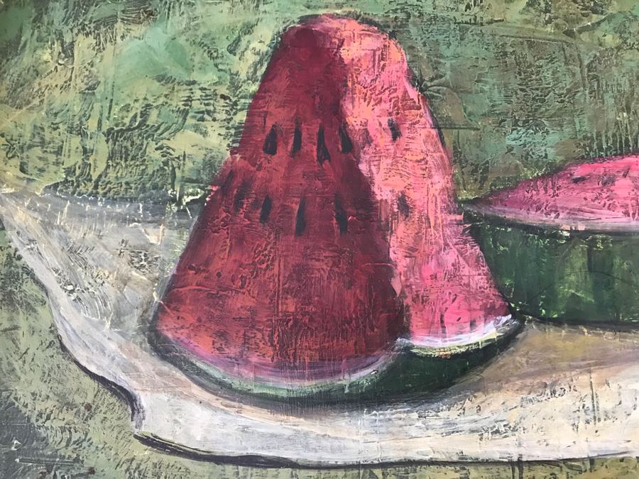 Original Still Life Watermelon Painting By Valenzuela 12 X 8 [Photo 4]