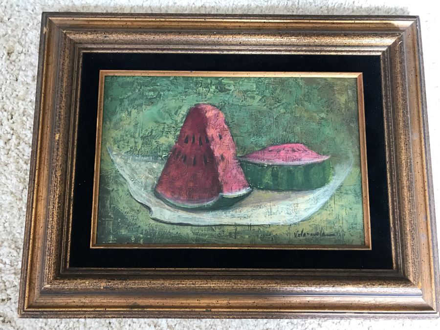 Original Still Life Watermelon Painting By Valenzuela 12 X 8 [Photo 2]