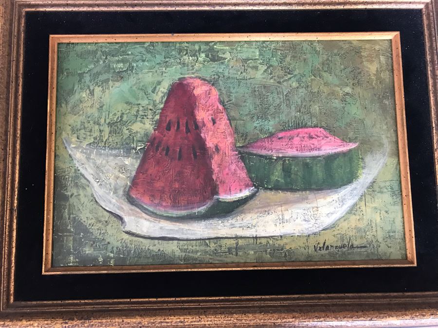 Original Still Life Watermelon Painting By Valenzuela 12 X 8 [Photo 3]