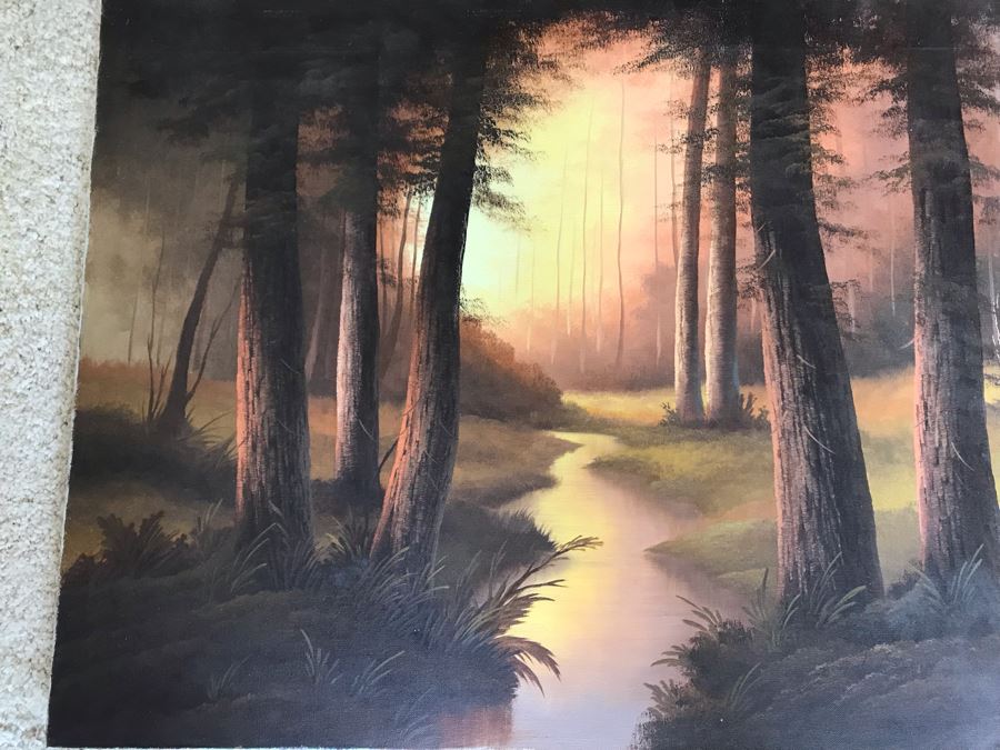 Original Amazing Lit Stream Through The Forest Painting By Jorge Prieto B 36 X 24 [Photo 4]