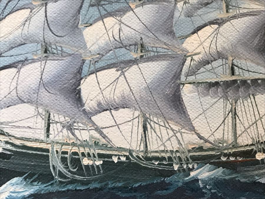 Original Maritime Nautical Sailing Ship Oil Painting By K. Maskell 10 X 8 [Photo 8]