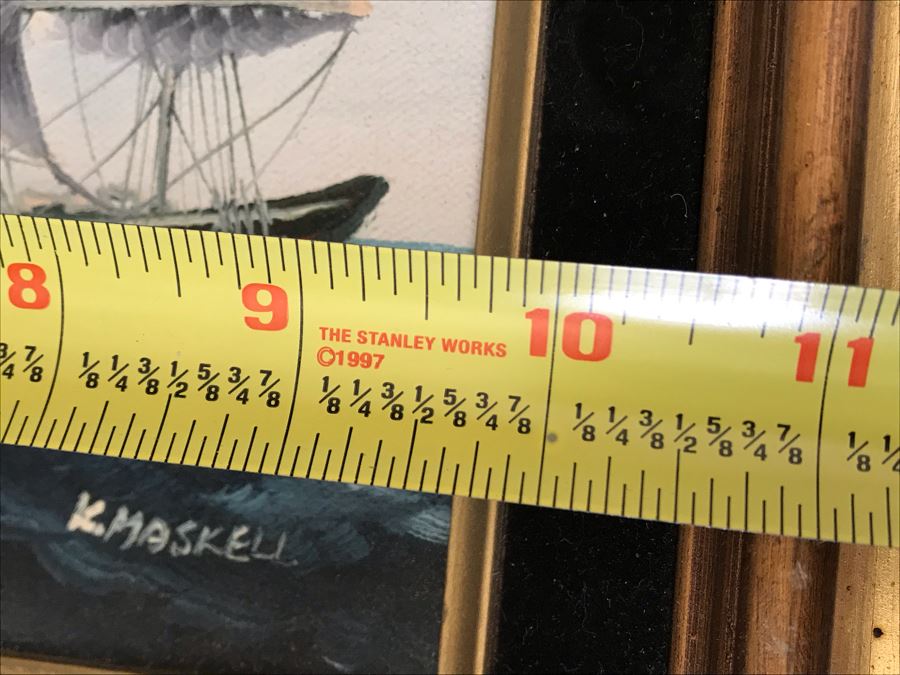 Original Maritime Nautical Sailing Ship Oil Painting By K. Maskell 10 X 8 [Photo 9]