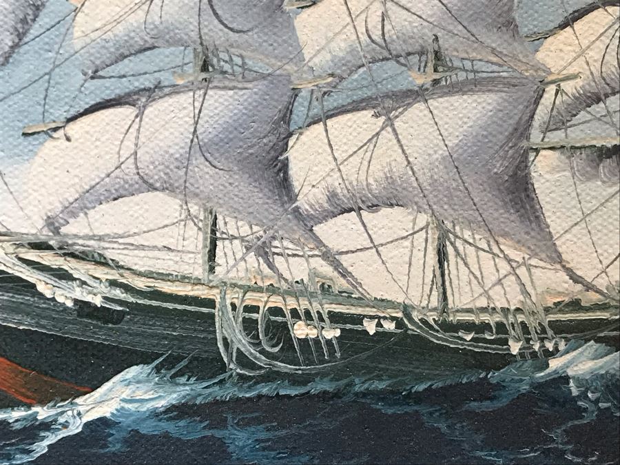 Original Maritime Nautical Sailing Ship Oil Painting By K. Maskell 10 X 8 [Photo 5]