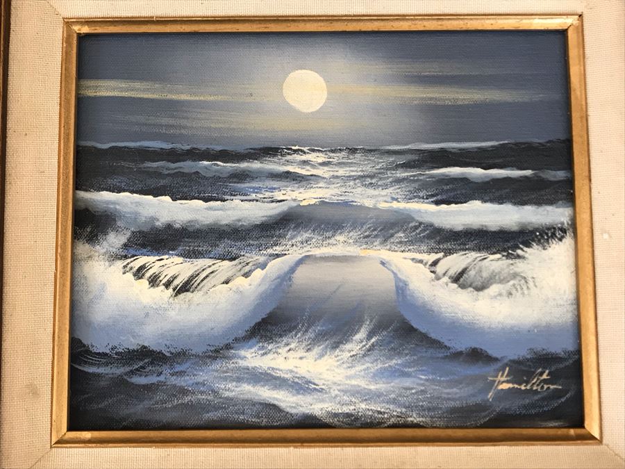 Original Seascape Oil Painting By Hamilton 10 X 8 [Photo 2]
