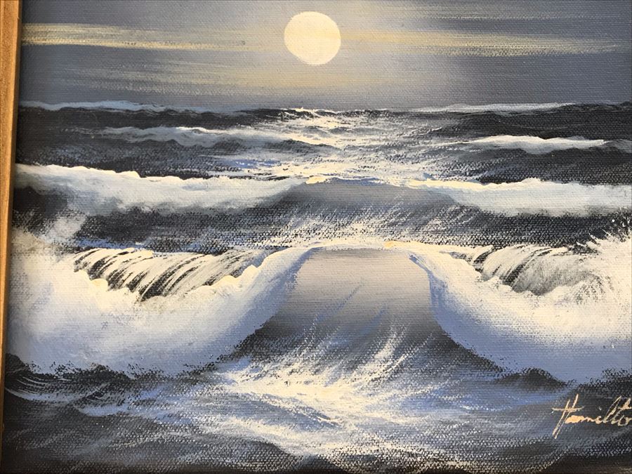 Original Seascape Oil Painting By Hamilton 10 X 8 [Photo 3]